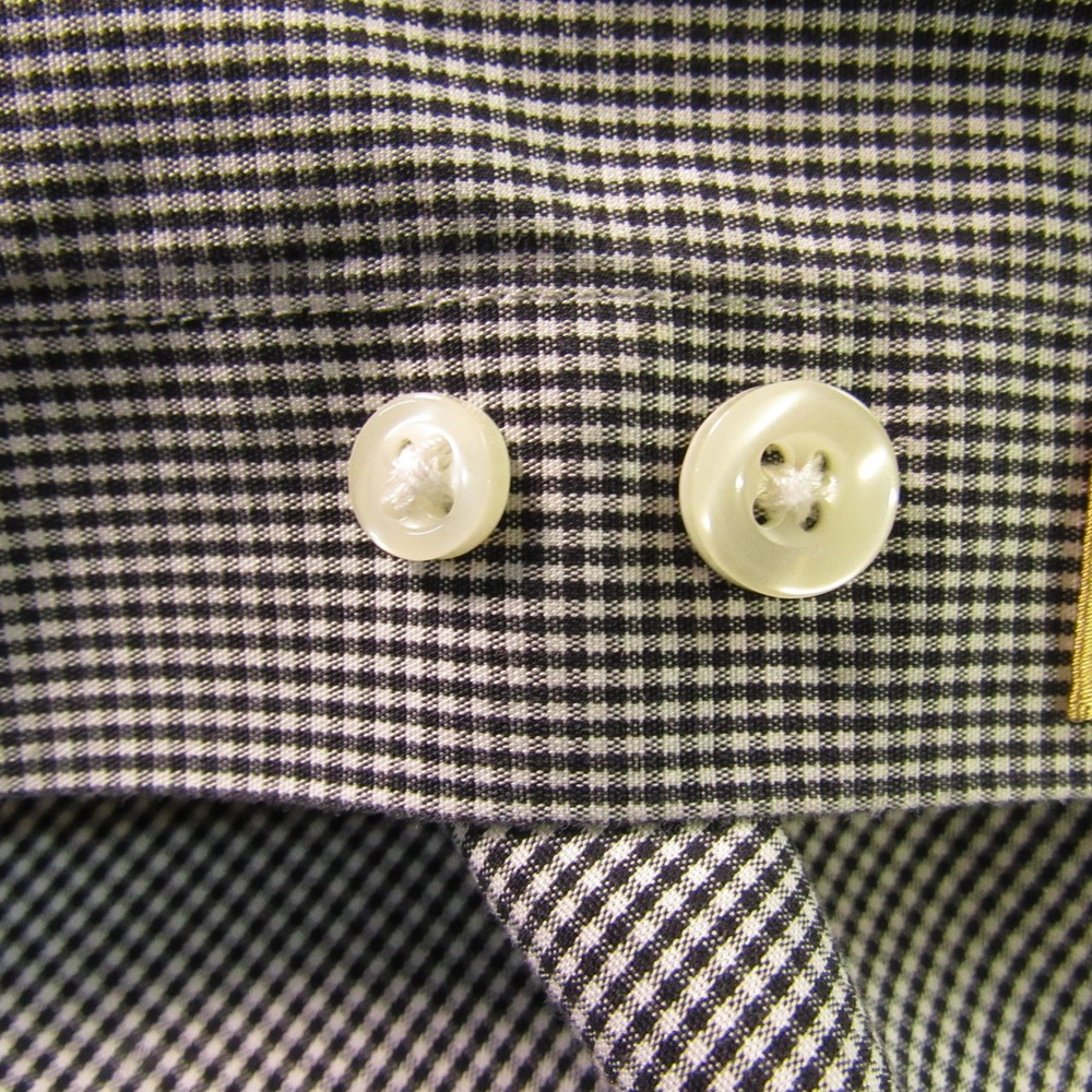 Roundtree & Yorke Shirt Men 15 32 Black White Micro Check Fitted Non-Iron Poplin - Picture 6 of 10
